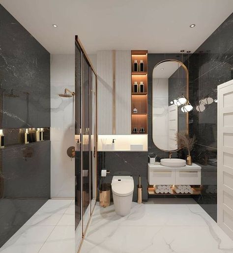 Adore Decor Luxurious Toilet Design, Modern Bathroom Design Small Master Bath, Small Elegant Bathroom Design, Classic Toilet Design, Luxurious Washroom, High End Bathroom Design Luxury, Luxury Toilet Design, Modern Classic Bathroom Design, New Classic Bathroom