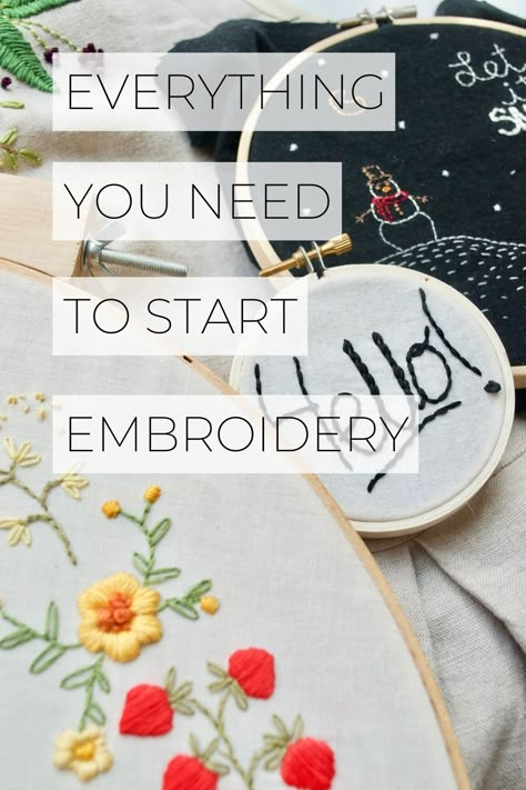 Start Embroidery, Beginning Embroidery, Stamped Embroidery Kit, Embroidery Bobbins, Basic Hand Embroidery Stitches, Beginner Embroidery Kit, Diy Embroidery Designs, Embroidery Tools, Basic Embroidery Stitches