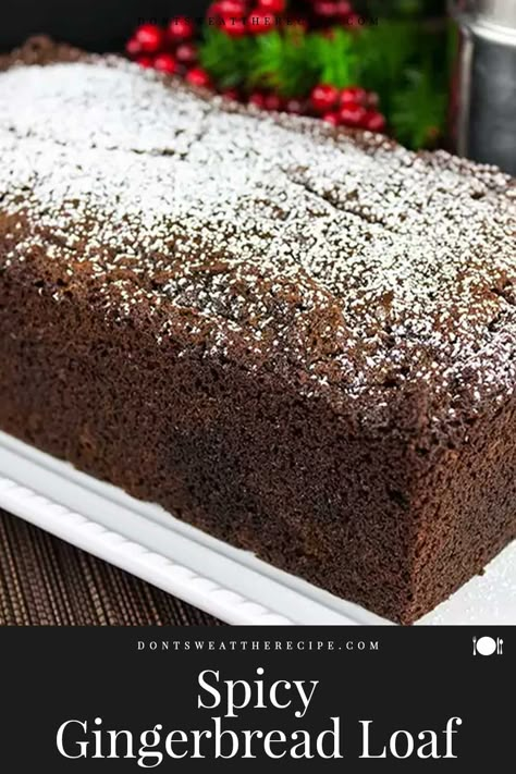 Gingerbread Bread Recipe, Spiced Gingerbread Loaf, Gingerbread Cake Recipe Moist, Ginger Bread Loaf Recipes, Loaf Cakes Recipes, Loafs Recipes, Ginger Loaf Cake, Gingerbread Loaf Recipe, Spicy Gingerbread