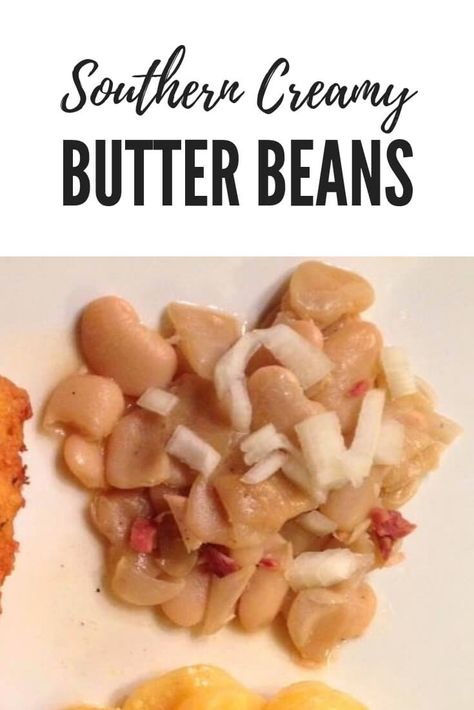 Southern style country creamy butter beans (large lima beans) cooked with ham hock #beans #butterbeans #sidedish #SouthernFood Southern Butter Beans, Lima Beans And Ham, Lima Bean Soup, Lima Bean Recipes, Butter Beans Recipe, Beans In Crockpot, Southern Cooking Recipes, Soup Beans, Ham Hock