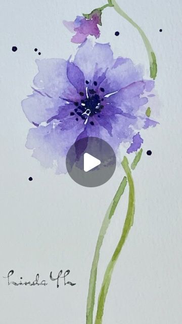 Watercolour Flowers Tutorial, Easy Watercolor Cards Ideas, Blue Flowers Drawing, Watercolor Frame Border, Watercolor Painting Ideas Easy, Blue Flower Watercolor, Diy Large Wall Art, Loose Watercolour, Watercolour Cards