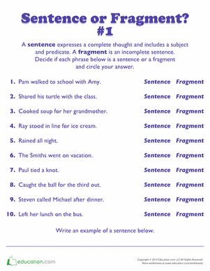 Kids will read each phrase and decide if it's a sentence or fragment. This grammar worksheet is a good reminder of the parts of a sentence. Sentence Fragments Activity, Sentence Fragments Worksheets, Sentences And Fragments, Second Grade Grammar, Revision English, Phonetic Chart, Classroom Worksheet, Writing Revolution, Elementary Grammar