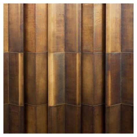 Photo Featured Wall, Metal Facade, Brass Texture, Material Textures, Wall Finishes, Into The Woods, Metal Panels, Outdoor Wood, Classic Elegant