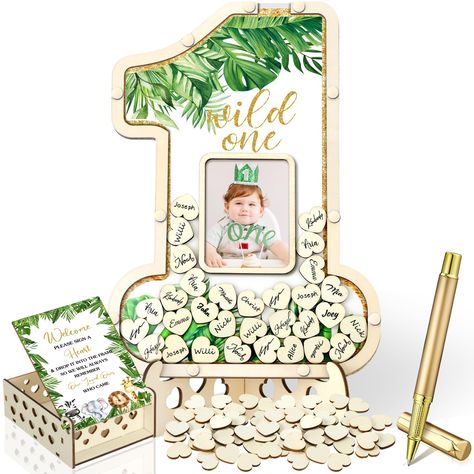 PRICES MAY VARY. Practical Set: the wild one baby shower decorations contain 1 wild one themed wooden picture frame with display stand, 1 wild one themed wooden box, 30 pcs wooden wild one slices, 1 golden pen (black ink), the practical set can well meet your various demands Adorable Wild One Theme: the little wild one baby shower guest book alternative features adorable little wild one themed designs, which can easily match well with different party decorations, printed with wild one patterns, Wild One Birthday Party Girls Diy, 1st Birthday Guest Book, 1st Birthday Centerpieces, Birthday Wild One, Baby Shower Guest Book Alternative, Birthday Guest Book, Patterns Colorful, Wooden Box Designs, Birthday Centerpiece