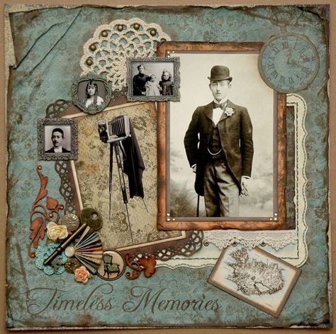 Vintage Scrapbook Ideas, Heritage Scrapbooking Layouts, Ancestry Scrapbooking, Heritage Scrapbook Pages, Genealogy Scrapbooking, Scrapbooking Vintage, Heritage Scrapbooking, Etiquette Vintage, Family Scrapbook