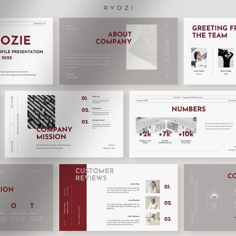 Ryozie - Red Wine Modern Company Profile Presentation PowerPoint Template Company Profile Presentation, Company Mission, Professional Powerpoint Templates, Professional Powerpoint, Powerpoint Themes, Powerpoint Template Free, Templates Free Download, Company Profile, Powerpoint Presentation