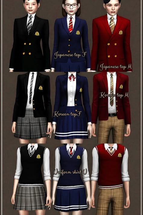 📚 BACK 2 SCHOOL - TEEN VERSION, JAPANESE AND KOREAN STYLE SCHOOL UNIFORM📚 | ☽ Moonchild ☾ | sims 4 cc custom content clothing #ts4cc  private high school uniform Korean Style School, Style School Uniform, Teen Dresses, Private High School, High School Uniform, School Uniform Fashion, School Uniform Outfits, Sims 4 Teen