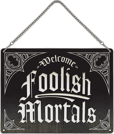 Mansion Bathroom, Welcome Foolish Mortals, Gothic Homeware, Quirky Furniture, Goth Kitchen, Goth Houses, Foolish Mortals, Disney Stickers, Cottage Witch