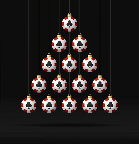 Creative Christmas tree made by poker chip on black background for Christmas and New Year celebration. Xmas and new year greeting card casino chip bauble tree. Casino Christmas, Background For Christmas, Poker Chip Accessories, Casino Card, Casino Vacation, Vector Game, Poker Chip, Creative Christmas Trees, New Year Greeting Cards