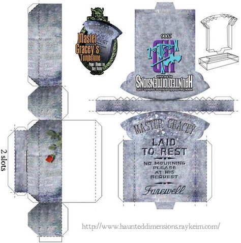 Master Gracey's Tombstone Paper Model Mansion Party, Haunted Mansion Halloween, Foolish Mortals, Halloween Craft Projects, Halloween Miniatures, Disney Haunted Mansion, Halloween Village, Disney Decor, Halloween Banner