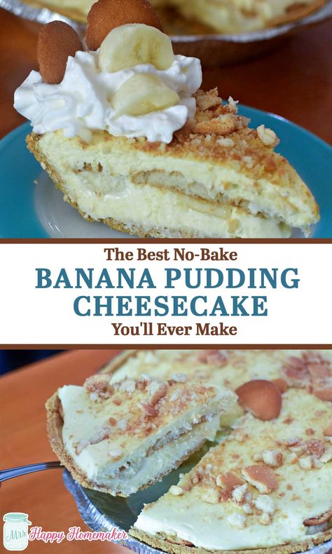 No-Bake Banana Pudding Cheesecake takes two classic desserts and combines them into one delectable no-bake treat! It’s got the smooth, velvety richness of cheesecake blended with the familiar, comforting taste of banana pudding. Banana Cheesecake Recipe Easy, Easy Banana Pudding Cheesecake, Homemade No Bake Cheesecake, No Bake Banana Pudding Cheesecake, Banana Pudding Cheesecake Bars, Banana Pudding Cheesecake Recipe, Bake Banana, Easy Banana Pudding, No Bake Banana Pudding