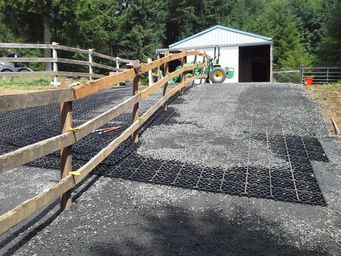 EcoGreenGrid eco greengrid mud control mats. This is the perfect barn flooring; the mats helps with muddy stall floors and gives your ground stabilization Horse Stall Floor, Farming 101, Mud Control, Cattle Pens, Pasture Management, Stall Flooring, Diy Pathway, Dream Ranch, Horse Paddock