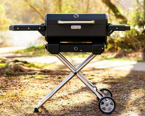 Masterbuilt’s Portable Charcoal Grill and Smoker with Cart Barbecue Portable, Charcoal Grilling, Grill Stand, Grill Cart, Lump Charcoal, Portable Charcoal Grill, Side Shelves, Portable Bbq, Pellet Grills