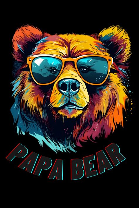 Kids Tshirt Designs, Kids Shirts Design, New Photos Hd, Boys Pattern, Retro Typography, Animal Sweatshirt, Bear Pictures, Bear Logo, Wearing Sunglasses