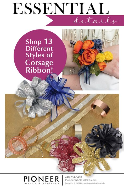 Ribbon: A Vital Detail! 🎀 Shop 13 different styles and endless colors of corsage ribbon to complete your designs! Corsage Wedding, Detail Shop, Prom Wedding, Satin Ribbon, Special Event, Different Styles, Special Events, Homecoming, Ribbon