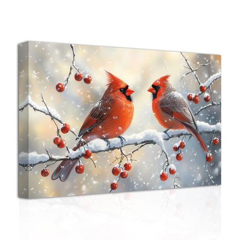 PRICES MAY VARY. Cardinal Canvas Wall Art: Decorate your home with this cardinal wall art, no matter where you put it, it will enhance the artistic style of your home, making your home more beautiful and full of life. Premium Materials: Red bird wall art Christmas pictures are made of high quality canvas, high definition printing technology ensures clear image printing, vibrant colors, bringing you visual enjoyment. Framed--Easy to Hang: Northern cardinal frame picture has been stretched on the solid wood frame, and a black hook is installed on the back, which can be hung directly on the wall. Good Decor and Gift: Red cardinal canvas paintings is a good choice for gifts, you can give it to your family and friends in any special occasion, and they will like it. Perfect wall decor painting, Branch Painting, Cardinal Painting, Christmas Bookmarks, Bird Paintings, Watercolor Birds, Northern Cardinal, Animal Artwork, Black Hook, Frame Picture