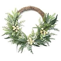 Modern Farmhouse Wreath Front Doors, Eucalyptus Wreath Diy, Eucalyptus Wreaths, Half Wreath, Doors Room, Pine Leaves, Berry Wedding, Everyday Wreaths, Pine Leaf