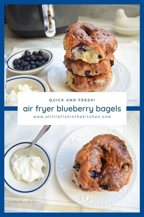 Bagel Air Fryer, Air Fryer Bagels, Blueberry Sourdough, Air Fryer Blueberry, Blueberry Bagels, Blueberry Bagel, Sourdough Bagels, Easy Breakfast Options, The Best Air Fryer