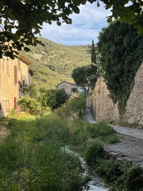 #cottagecore #river #faerie #summer #summervibes #village #cotedazur #france #french #travel #aesthetic Small French Town Aesthetic, French Country Side Aesthetic, Cottagecore River, French Village Aesthetic, Milo Aesthetic, Cottagecore Village, Movie Moodboard, France Village, French Country Aesthetic