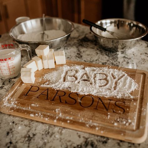 25+ Cooking Themed Pregnancy Announcements - Leaf and Steel Maternity Shoot In Kitchen, Maternity Baking Photoshoot, Kitchen Pregnancy Announcement, Baking Maternity Shoot, Half Baked Pregnancy Photo With Husband, Half Baked Maternity Photoshoot, Half Baked Pregnancy Photo 20 Weeks, Half Baked Maternity Photo, Half Baked Photoshoot