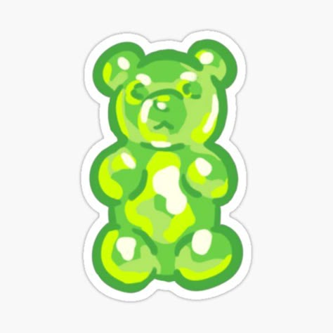 Gummy Bear Character Design, Gummy Bear Cartoon, Cute Green Stickers, Gummy Bear Illustration, Gummy Bear Aesthetic, Gummy Bear Painting, Gummy Bear Drawing, Gummy Bear Tattoo, Gummy Bear Sticker