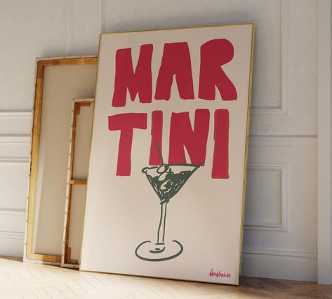 Unframed Print - Frame NOT Included  Martini Poster - Hand Drawn Cocktail Poster for Kitchen, Vodka Martini Print for Bar or Party Room Add a touch of sparkle to your home with this vibrant "Cin Cin" poster. Perfect for the champagne lover or anyone who likes to add a little fizz to their life. This fun and playful poster is sure to bring a smile to your face and make a great addition to any room. Hang it in your kitchen, dining room, or bar area and let the good times roll. Cheers to celebratin Martini Art Print, Vintage Alcohol Ads, Bar Artwork Decor, Dining Room Poster, Drink Posters, Bar Prints, Cocktail Posters, Martini Poster, Bar Cart Prints