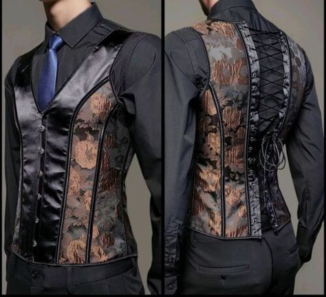 Corset Men Aesthetic, Men’s Corset, Male Corset Outfit, Victorian Outfits Male, Men In Corset, Men Corsets, Male Corsets, Elven Dresses, Mens Corset