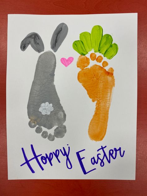 Easter Card Craft, Baby Footprint Crafts, Baby Art Crafts, Easter Crafts Preschool, Baby Art Projects, Footprint Crafts, Toddler Art Projects, Toddler Arts And Crafts, Baby Chick