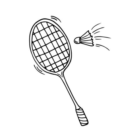 Badminton Doodle, Badminton Racket Drawing, Tennis Cricket, Badminton Shuttlecock, Doodle Vector, Vector Hand, Badminton, Vector Art, Hand Drawn