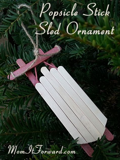 How to Make a Popsicle Stick Sled Ornament | MomItForward.com Popsicle Stick Sled, Christmas Sled, Popsicle Crafts, Homemade Ornaments, Popsicle Stick Crafts, Popsicle Stick, Christmas Ornaments Homemade, Christmas Ornament Crafts, Popsicle Sticks