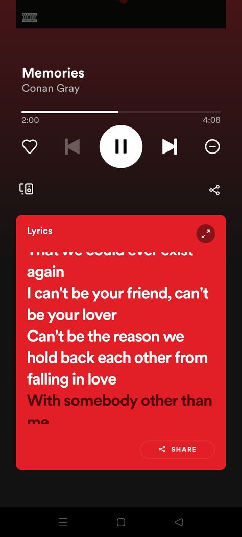 Lyrics Cant Be Your Friend Cant Be Your Lover, Canon Gray, I Cant Forget You, Conan Gray, I Cant, Song Lyrics, Falling In Love, Canon, Incoming Call Screenshot