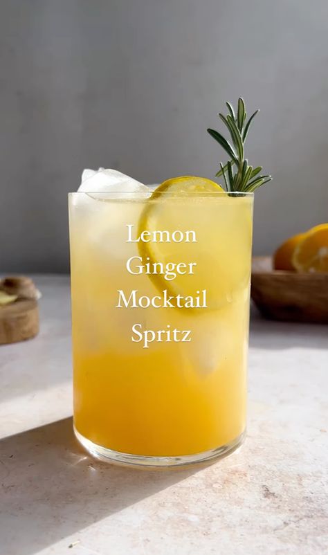 Lemon Ginger Mocktail Spritz — Join Jules Spritz Mocktail, Ginger Mocktail, Lemon Ginger, Ginger, Lemon