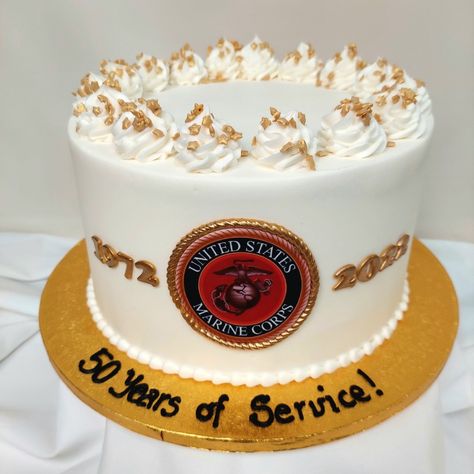 USMC retirement cake iced in buttercream with fondant design details. #militarycakes #retirement #usmc #jacksonvillenc #americandreamcakes.com Usmc Retirement Cake, Military Retirement Cake, Usmc Retirement, Aviation Mechanic, Retirement Cake, Retirement Ideas, Military Retirement, United States Marine Corps, Retirement Party