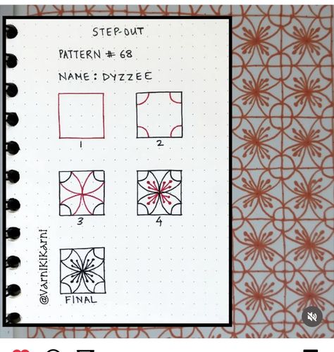 Geometric Patterns Drawing, Graph Paper Designs, Zen Doodle Patterns, Zentangle Tutorial, Zentangle Artwork, Tangle Pattern, Zen Doodle Art, Hand Carved Stamps, Zentangle Designs