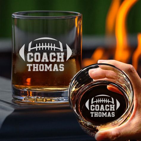 Football Coach Engraved Whiskey Glass, Custom Name Whiskey Glass, Football Coach Rocks Glass, Football Coach Gift, Football Gift Idea Whether it's Father's Day, a birthday, or any special occasion, a Custom Engraved Whiskey Glass is the perfect gift to make the moment truly unforgettable. Surprise Dad, Grandpa, or your special guy with a one-of-a-kind keepsake that captures a cherished memory or a funny moment they'll always remember. Celebrate the special men in your life with a gift that's as unique and special as they are. About this item: - Capacity: 10.25 oz - Material : Premium Glass - Dishwasher safe - Made in the USA * HIGH - QUALITY LASER - ENGRAVED WHISKEY GLASS * HOW TO ORDER: 1. Enter the custom. 2. Click "Add to Cart". 3. Enter shipping, billing information and check it out. D Football Coach Gift Ideas Diy, Football Coaches Gift Ideas, Team Mom Gifts Football, Football Coach Gift Ideas, Coach Gift Ideas, Buckeye Football, Football Fundraiser, Sport Ideas, Team Mom Gifts