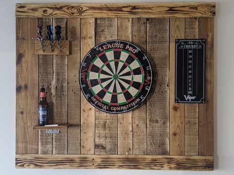 Home made dart board backer.all pallet wood Inside Dart Board, Garage Dart Board Ideas, Dart Board Surround Ideas, Pallet Dart Board Wall, Dartboard Surround Diy, Diy Dartboard Backboard, Dart Board Surround, Dart Board Wall Diy, Darts Board Ideas