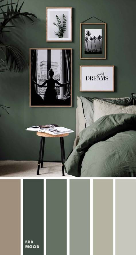 Earth Tone Bedroom, Bedroom Shades, Green Bedroom, Earth Tone Colors, Green Walls, Bedroom Color Schemes, Couple Bedroom, Bedroom Green, Bedroom Paint