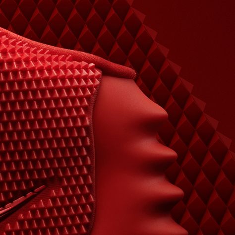 Nike - Yeezy II "Red Octobers" on Behance Red Octobers, Le Manoosh, Form Inspiration, Red October, Cmf Design, Rubber Texture, Creation Art, Material Textures, Red Aesthetic