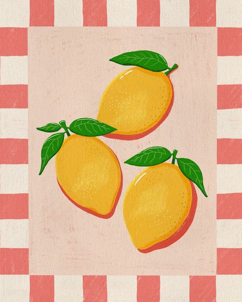 a fresh batch of summer illustrations for your timeline! 🍋✨i can’t decide which color i like best! which one is your favorite? #foodillustration #illustrationofinstagram #foodartist #foodart #fruitart #summerillustration Spring Summer Prints, Summer Color Wallpaper, Cute Lemon Drawing, Lemonade Painting, Summer Illustration Art, Fruit Illustration Art, Spring Drawings, July Illustration, Citrus Illustration