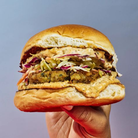 Crab Cake Sandwiches Recipe | Bon Appétit Cake Sandwiches, Crab Cake Sandwich, Epicurious Recipes, Cake Sandwich, Cauliflower Fritters, Veggie Snacks, Crab Cake, Asparagus Pasta, Sandwiches For Lunch