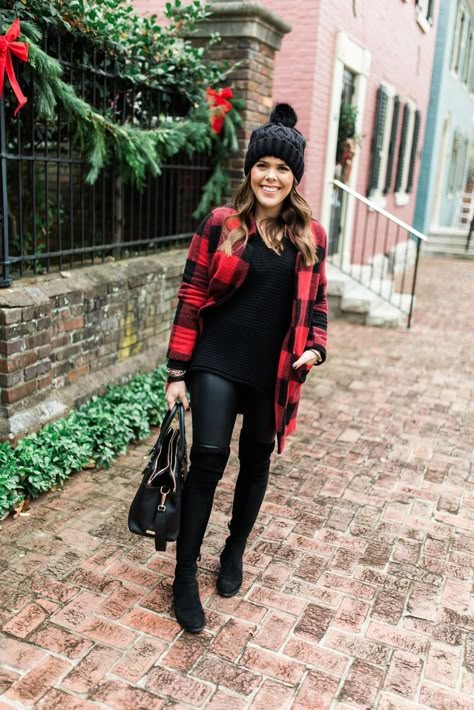 winter outfit ideas.   cute outfits.   women's clothing ideas.   boutique shopping. Plaid Leggings Outfit, Faux Leather Leggings Outfit, Casual Holiday Outfits, Leather Leggings Outfit, Holiday Outfits Christmas, Christmas Outfits Women, Plaid Outfits, Legging Outfits, Plaid Coat