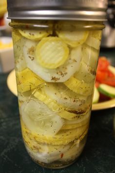 Pickled Refrigerator Cucumbers and Squash Pickled Zucchini Recipes, Pickled Squash Recipe, Pickled Squash, Squash Pickles, Pickled Zucchini, How To Make Squash, Yellow Cucumber, Zucchini Pickles, Yellow Squash Recipes