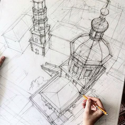 Architecture Student Revives the Magic of Architectural Hand Sketching Through These Marvelous Sketches Instagram Projects, 동화 삽화, Architecture Sketches, Architectural Sketches, Perspective Art, Architecture Drawing Art, Architectural Sketch, Perspective Drawing, Architectural Drawing