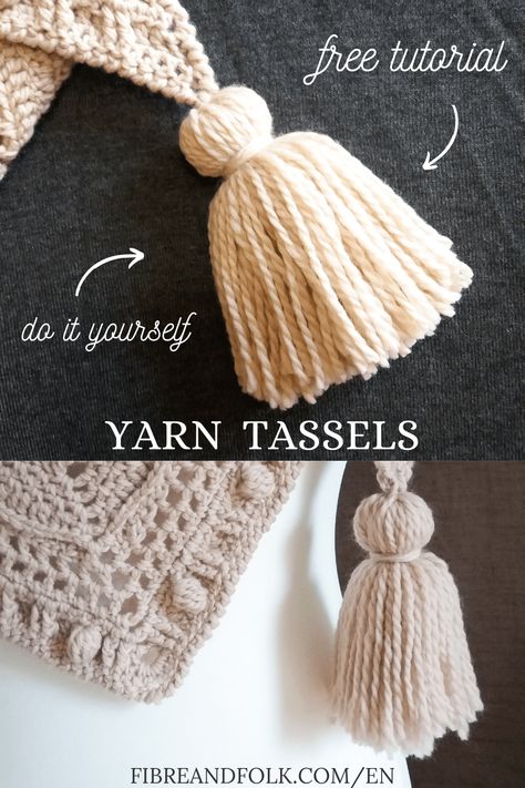 Yarn Tassel Diy, Crochet Blanket Tassels, Robin Crochet, Crochet Robin, Tassel Diy, Pompon Diy, Tassels Tutorials, Crochet Beginners, Yarn Tassel