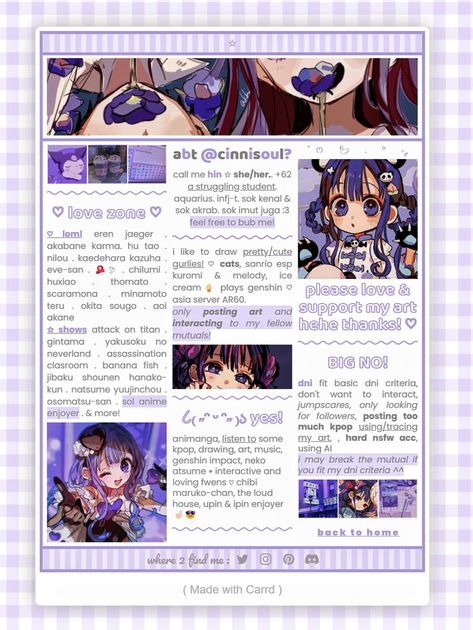 purple themed carrd.co inspo | aoi akane tbhk Carrd.co Theme, Carrd Co, Rentry Inspo, Card Inspo, Carrd Inspo, Web Designs, Club Design, Straw, Web Design