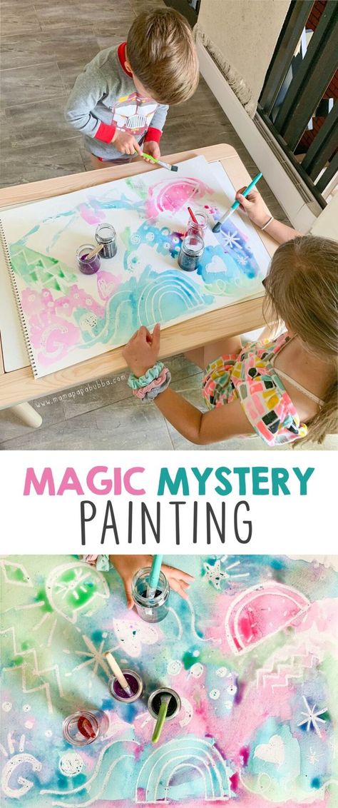 Mystery Painting, Vetenskapliga Experiment, Aktiviti Kanak-kanak, Toddler Arts And Crafts, Painting Activities, Daycare Activities, Aktivitas Montessori, Toddler Art, Toddler Learning Activities