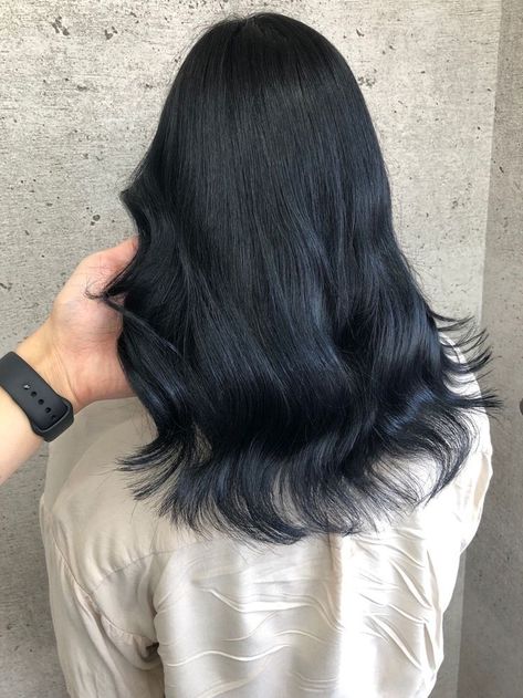 Navy Blue Black Hair, Black Hair With Blue Tint, Bluish Black Hair, Blackish Blue Hair, Blue Black Hair Dye, Blue Brown Hair, Midnight Blue Hair, Blue Black Hair Color, Navy Blue Hair