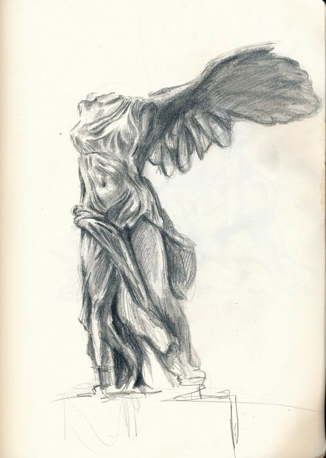 Statue Drawing Sketch, Nike Sketch, Nike Drawing, Art Anatomy, Bd Art, Art Alevel, Indie Drawings, Rennaissance Art, Beauty Art Drawings