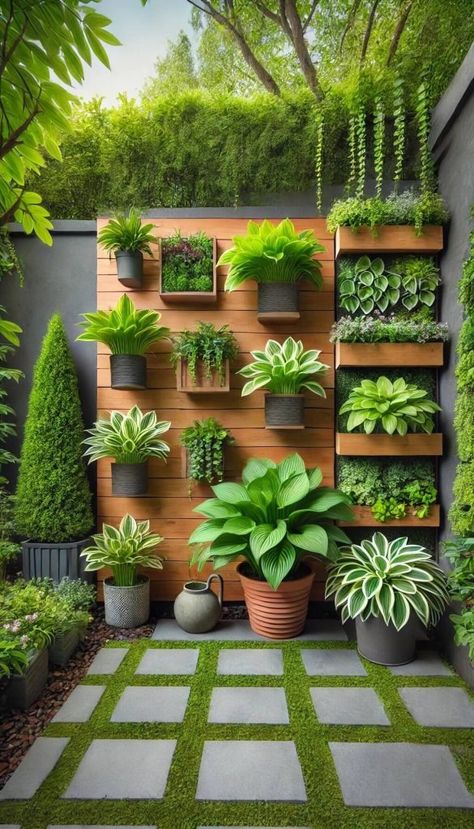 15+ Brilliant Hosta Landscaping Ideas for a Low-Maintenance Garden 31 Garden And Landscaping Ideas, Garden Walls Ideas, Small Garden Wall Ideas, Garden In House, Hosta Landscaping, Plants Patio Ideas, House Garden Ideas, Outdoor Plants Landscaping, Back Garden Landscaping