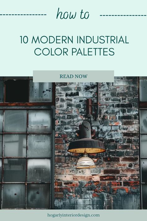 Explore 10 modern industrial color palettes, perfect for gritty and stylish interior design. This pin highlights fresh tones and trendy color combinations that enhance urban living spaces. Industrial Bedroom Color Palette, Industrial Paint Colors Interiors, Brewery Color Palette, Bachelor Pad Color Palette, Industrial Paint Colors, Industrial Color Scheme, Edgy Interior Design, Industrial Color Palette, Urban Color Palette